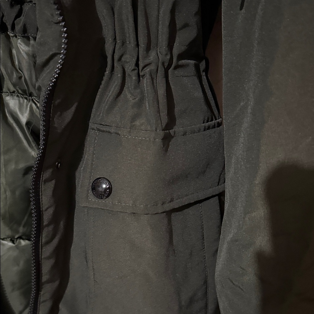 Sam Edelman Dark Green Puffer Coat with Black Faux Fur - Picture 5 of 8